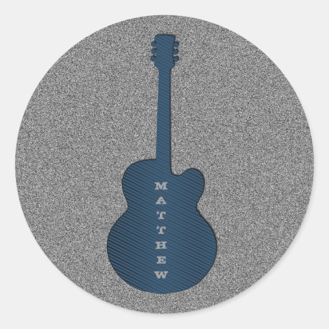 Guitarra rayada Pegatinas redondos, azul oscuro (Anverso)