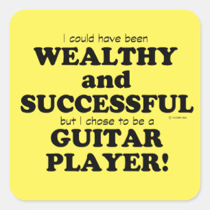 Guitarra rica y exitosa Pegatina cuadrada