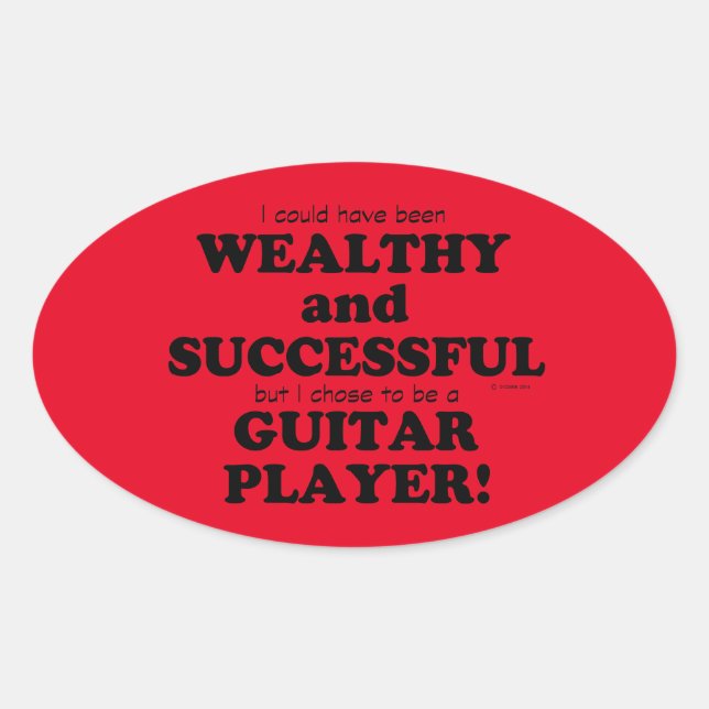 Guitarra rica y exitosa Pegatina oval (Anverso)