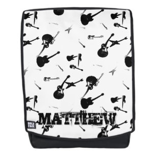 Guitarra Rock Black White con mochila de nombre