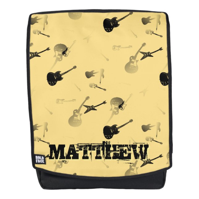 Guitarra Rock Black White con mochila Name Y (Anverso)