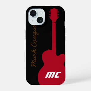guitarra roja personalizada con nombre e iniciales