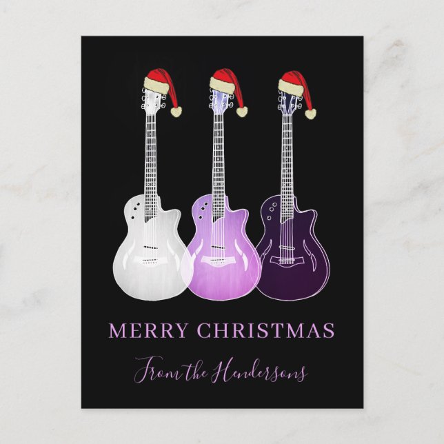 Guitarras rosadas personalizadas de Feliz Navidad (Anverso)