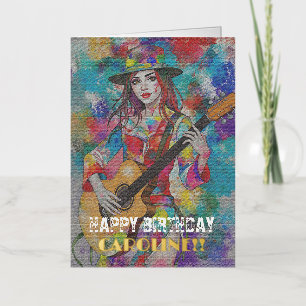 Guitarrista Mujer Personalizada Arte Abstracto Ins