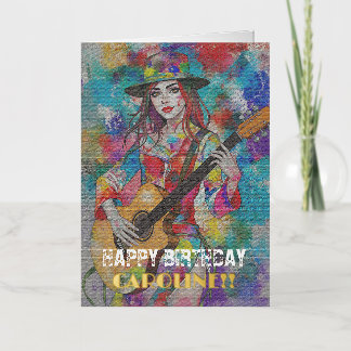 Guitarrista Mujer Personalizada Arte Abstracto Ins