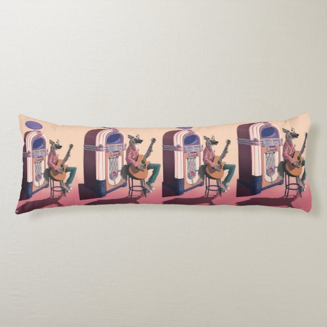 Guitarrista Retro Perro Salvaje – Almohada Minimal (Anverso)