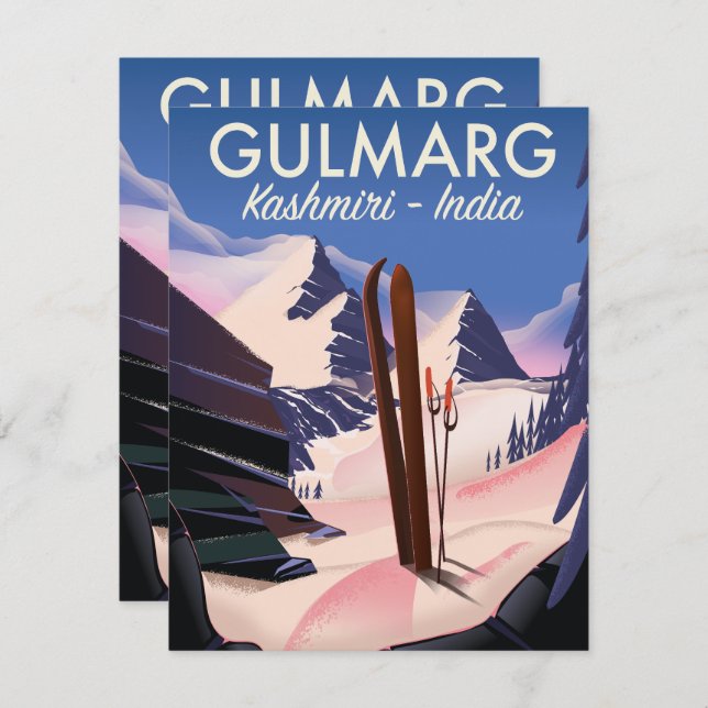 Gulmarg Kashmiri poster de esquí de India (Anverso / Reverso)