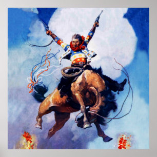“Guns Ablazing” Arte del Oeste por NC Wyeth