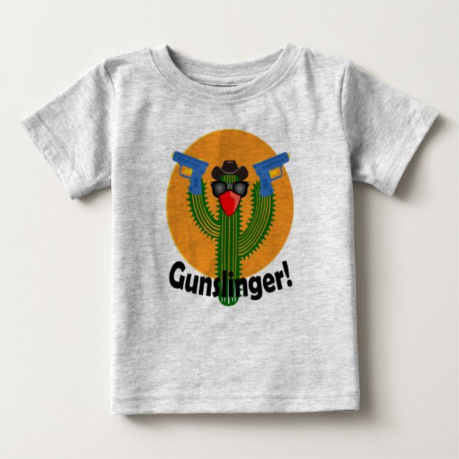 Gunslinger Cactus Design - Baby Fine Jersey T-Shir (Anverso)