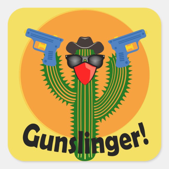 Gunslinger Cactus Design - Pegatinas cuadrados, br (Anverso)