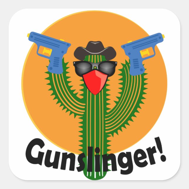 Gunslinger Cactus Design - Pegatinas cuadrados, br (Anverso)