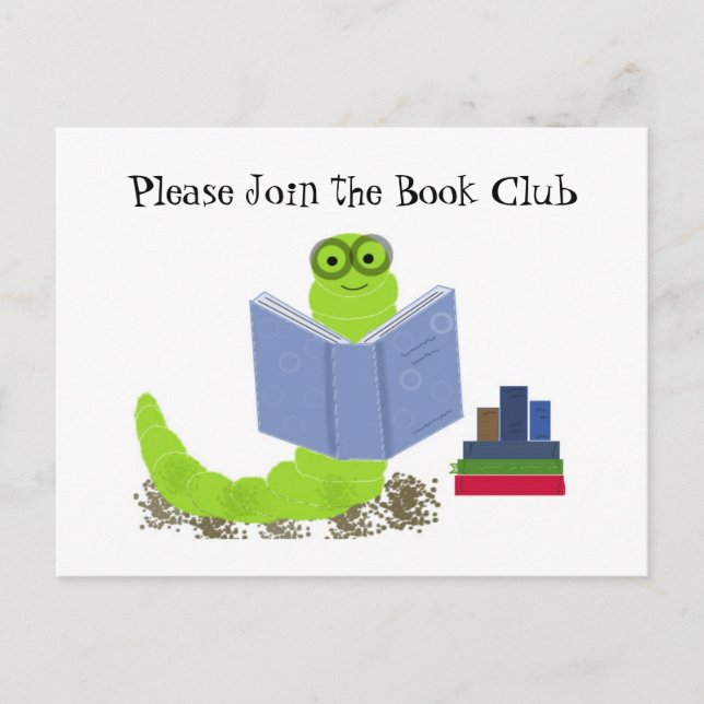Gusano de libro - Invitación al club de lectura (Anverso)