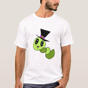 Gusano Difuso con Camiseta de Hombre de Sombrero