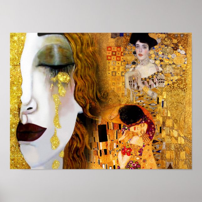 Gustav Klimt, cuadros Collage, arte combinado (Frente)