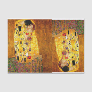 Gustav Klimt, El Beso, Papel    Tejido