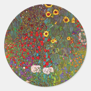 Gustav Klimt Farm Garden con Pegatinas de girasole