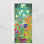 Gustav Klimt Flower Garden Card<br><div class="desc">Tarjeta con la pintura al óleo del jardín de flores de Gustav Klimt (1906). Un bonito jardín de flores moradas,  rojas,  blancas,  azules y naranjas. Un gran regalo para los amantes del arte Art Nouveau y austriaco.</div>