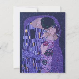Gustav Klimt Kiss en una postal morada