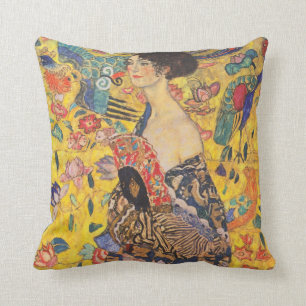 Gustav Klimt Lady con el Cojín decorativo Vintage