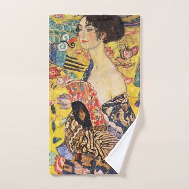 Gustav Klimt Lady Con Ventilador (Toalla de mano)