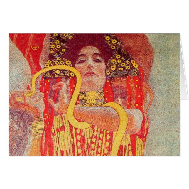 Gustav Klimt Red Woman Gold Snake Pintura (Anverso (Horizontal))