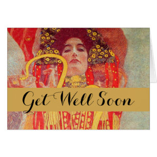 Gustav Klimt Red Woman Gold Snake Pintura