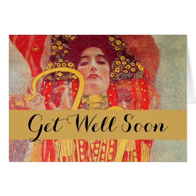 Gustav Klimt Red Woman Gold Snake Pintura (Anverso (Horizontal))