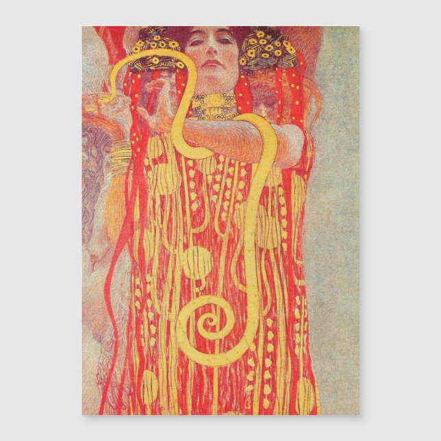 Gustav Klimt Red Woman Gold Snake Pintura (Anverso)