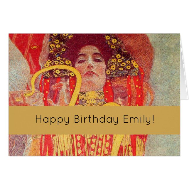 Gustav Klimt Red Woman Gold Snake Pintura (Anverso (Horizontal))