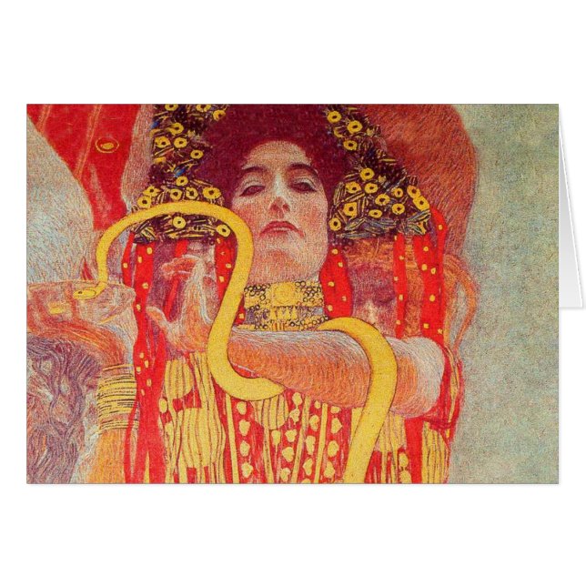 Gustav Klimt Red Woman Gold Snake Pintura (Anverso (Horizontal))