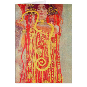 Gustav Klimt Red Woman Gold Snake Pintura