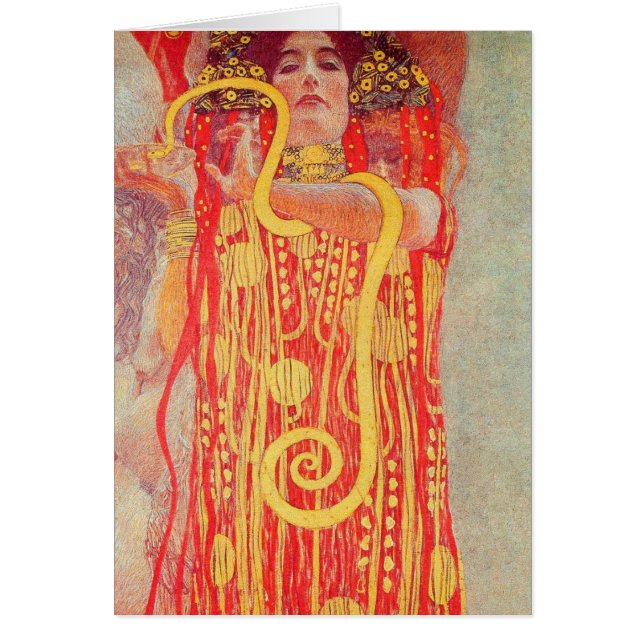 Gustav Klimt Red Woman Gold Snake Pintura (Frente)