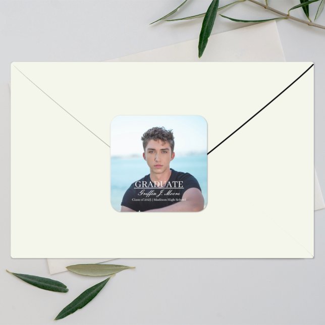 Guy Grad Modern Graduation Photo Pegatina (Subido por el creador)