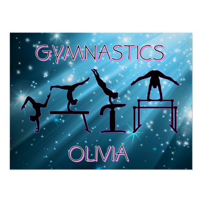 Gymnastics Poster Blue Starburst Gymnastics Pose (Anverso)