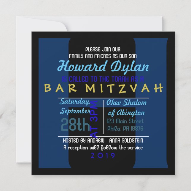 H Colección inicial Bar Mitzvah Invitación (Anverso)