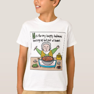 H es para la camiseta de los niños de la olla cali