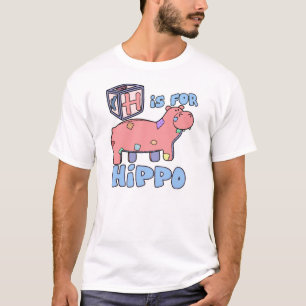 H está para la camiseta del niño del hipopótamo