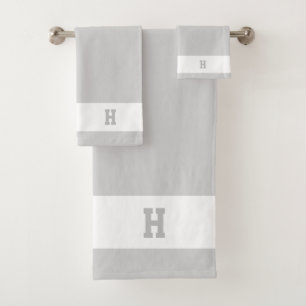 H Monograma en Gris Claro y Blanco