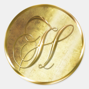 H Monograma Faux Gold Pegatinas en Sello para sobr