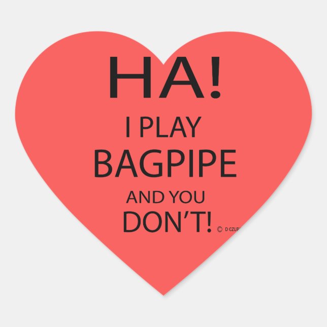 Ha Bagpipe Heart Pegatina (Anverso)