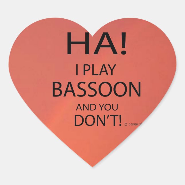 Ha Bassoon Heart Pegatina (Anverso)