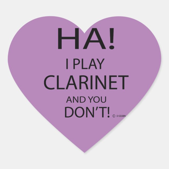 Ha Clarinet Heart Pegatina (Anverso)