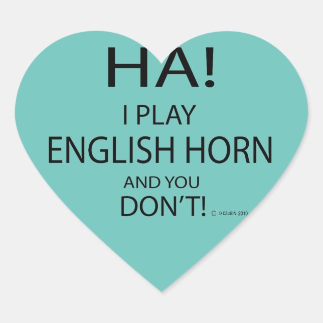 Ha English Horn Heart Pegatina (Anverso)