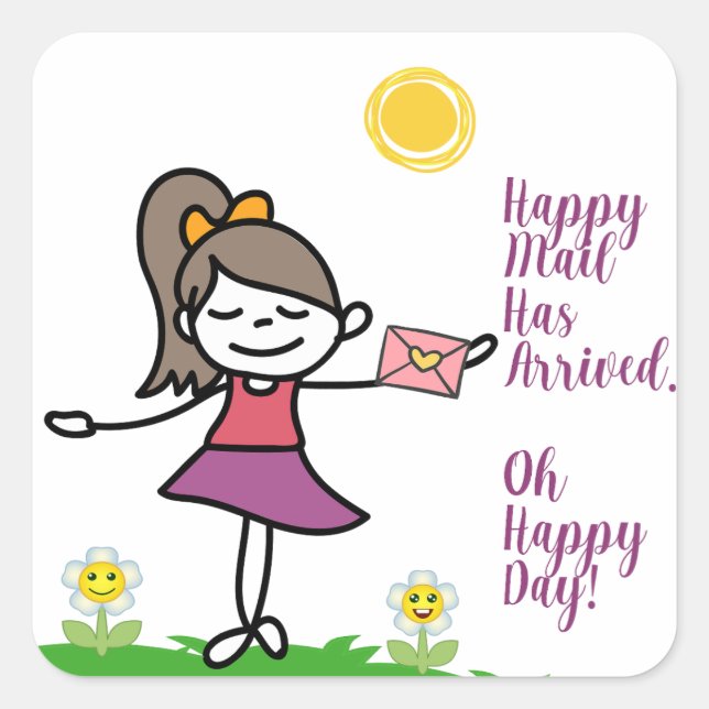 Ha Llegado Feliz Correo. ¡Feliz Día! Pegatinas (Anverso)