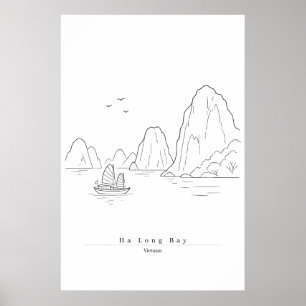 Ha Long Bay Vietnam Arte de Línea Minimalista de V