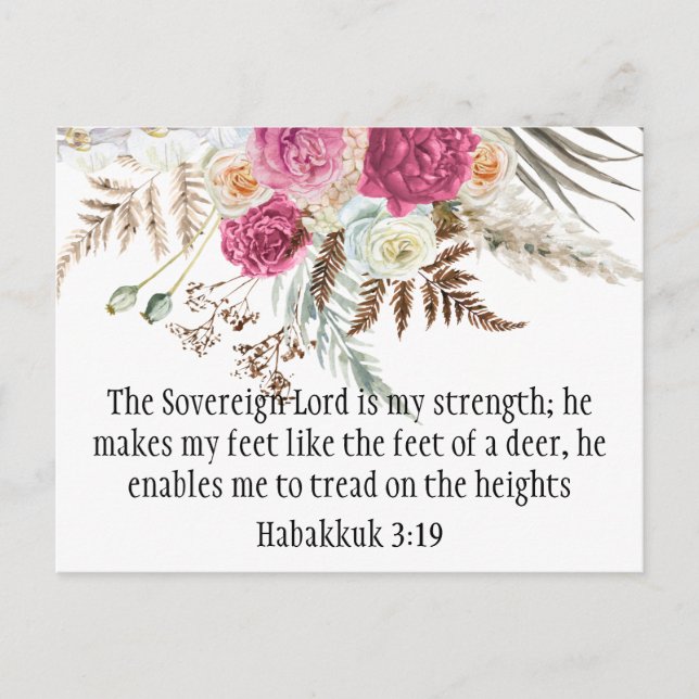 Habakkuk 3:19 Biblia versus postal motivacional (Anverso)