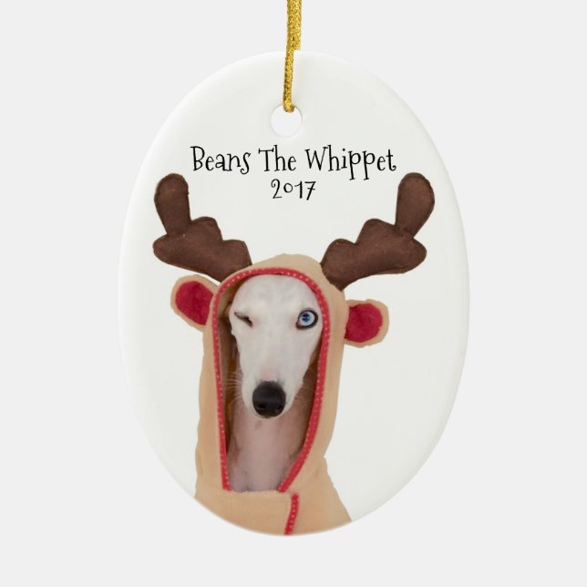 Habas el ornamento de Whippet (Frente)