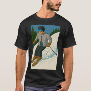 Habilidad de esquí con camiseta de guitarra