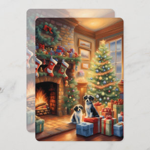 Habitación decorada con gusto, chimenea, perros, c