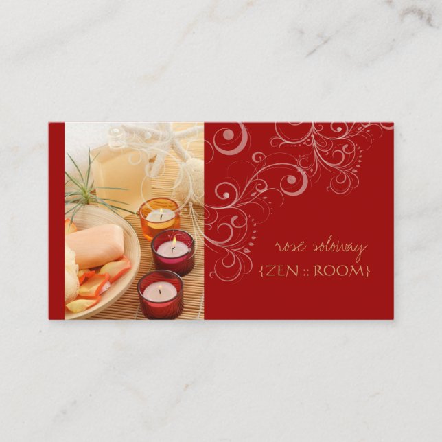 Habitación Zen, tarjetas de negocio de velas + rem (Anverso)